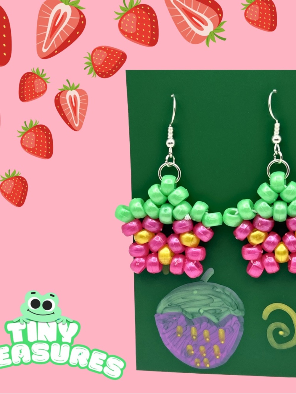 Strawberry Kandi Star Earrings